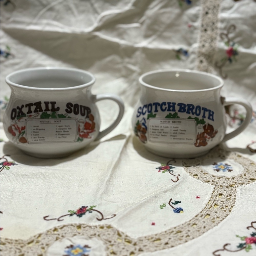 Vintage Soup Mugs with Recipe Design